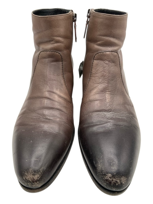 Prada Shoe Size 36 Brown Leather Ombre Stacked Heel Pointed Almond Toe Boots Brown / 36