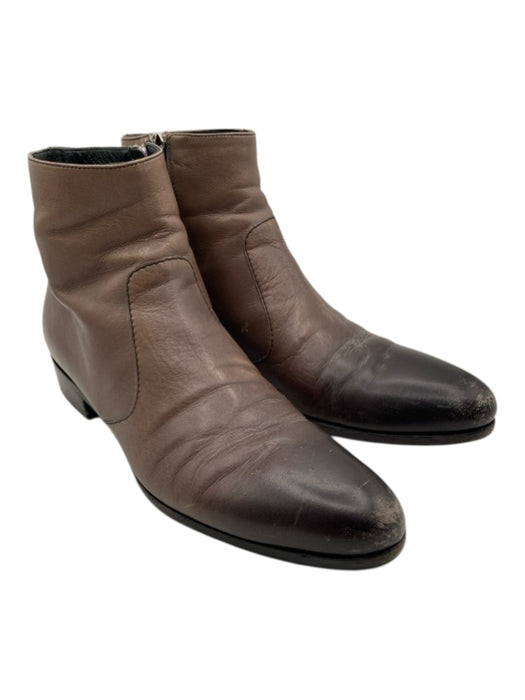 Prada Shoe Size 36 Brown Leather Ombre Stacked Heel Pointed Almond Toe Boots Brown / 36