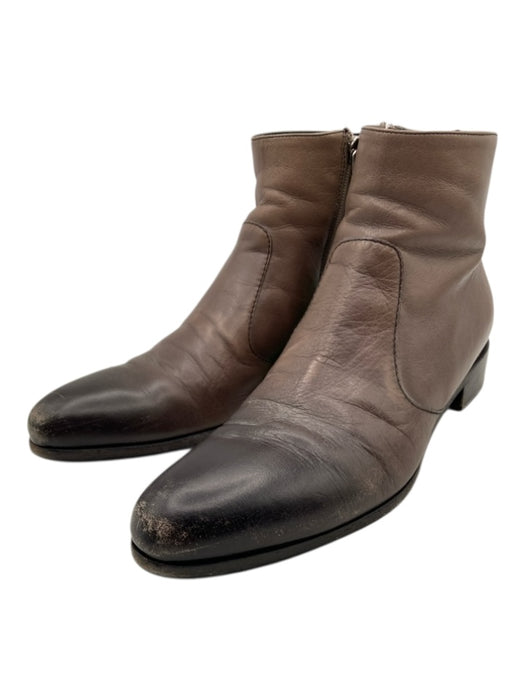 Prada Shoe Size 36 Brown Leather Ombre Stacked Heel Pointed Almond Toe Boots Brown / 36