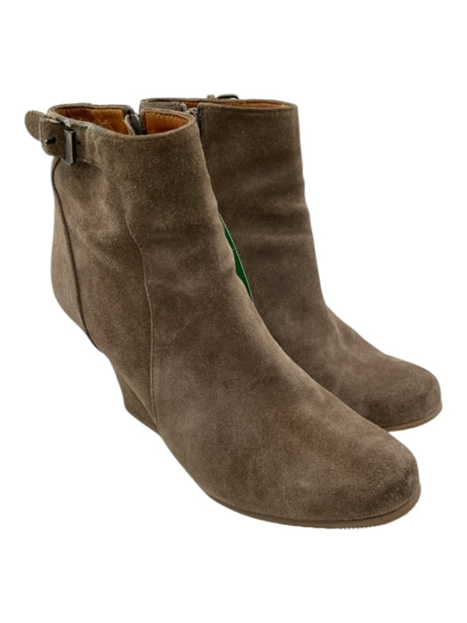 Lanvin Shoe Size 6 Gray Suede Platform Side Zipper Round Toe Booties Gray / 6