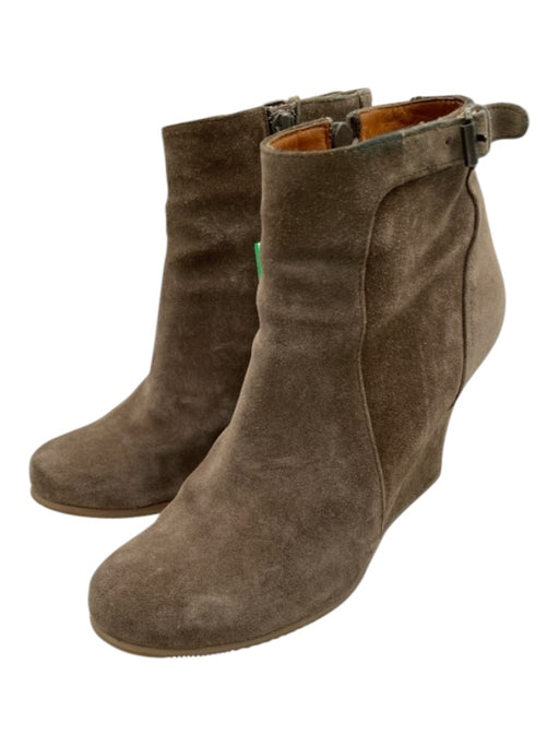 Lanvin Shoe Size 6 Gray Suede Platform Side Zipper Round Toe Booties Gray / 6