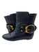 Alexander McQueen Shoe Size 35.5 Navy Blue Leather Gold hardware Skulls Booties Navy Blue / 35.5