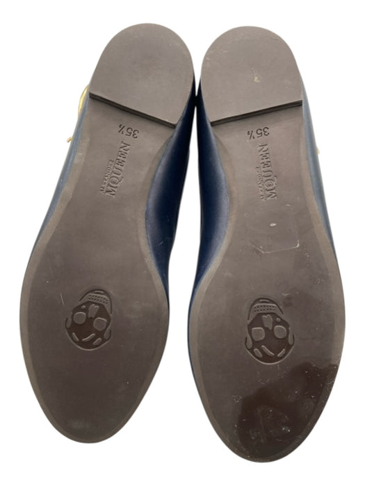 Alexander McQueen Shoe Size 35.5 Navy Blue Leather Gold hardware Skulls Booties Navy Blue / 35.5