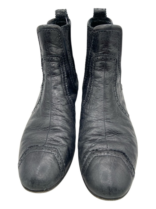 Balenciaga Shoe Size 36.5 Black Leather Elastic Scalloped Chelsea Ankle Booties Black / 36.5