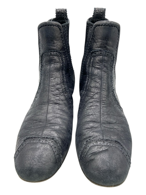 Balenciaga Shoe Size 36.5 Black Leather Elastic Scalloped Chelsea Ankle Booties Black / 36.5