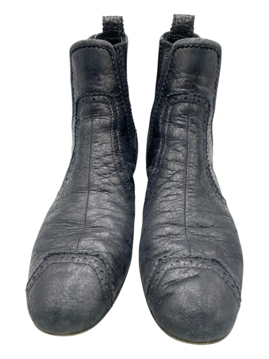 Balenciaga Shoe Size 36.5 Black Leather Elastic Scalloped Chelsea Ankle Booties Black / 36.5