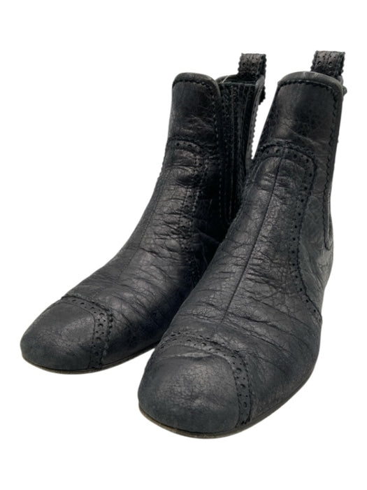 Balenciaga Shoe Size 36.5 Black Leather Elastic Scalloped Chelsea Ankle Booties Black / 36.5