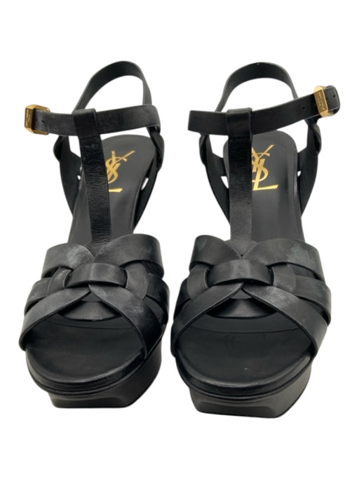 Yves Saint Laurent Shoe Size 36 Black Leather open toe Ankle Strap Sandals Black / 36