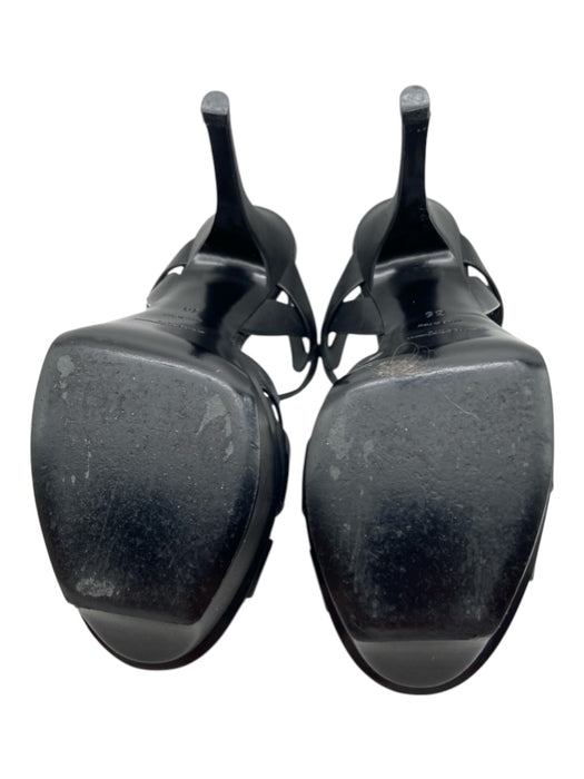 Yves Saint Laurent Shoe Size 36 Black Leather open toe Ankle Strap Sandals Black / 36