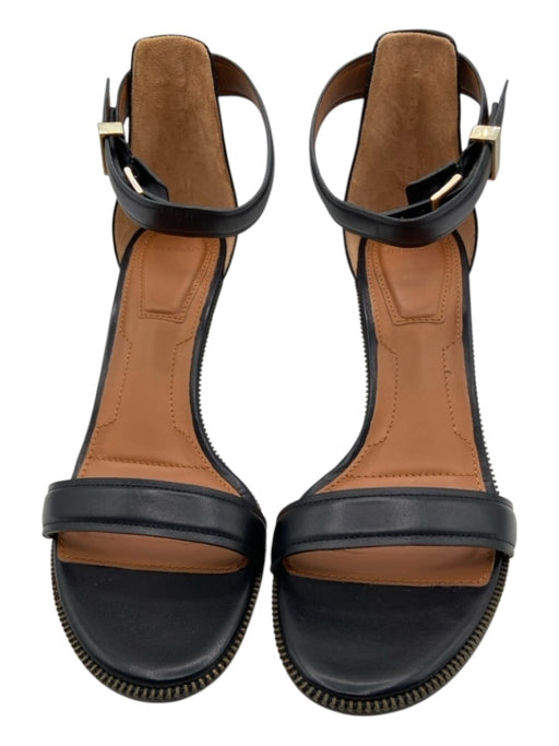 Givenchy Shoe Size 36 Black Leather Toe Strap Ankle Strap Zipper Detail Sandals Black / 36