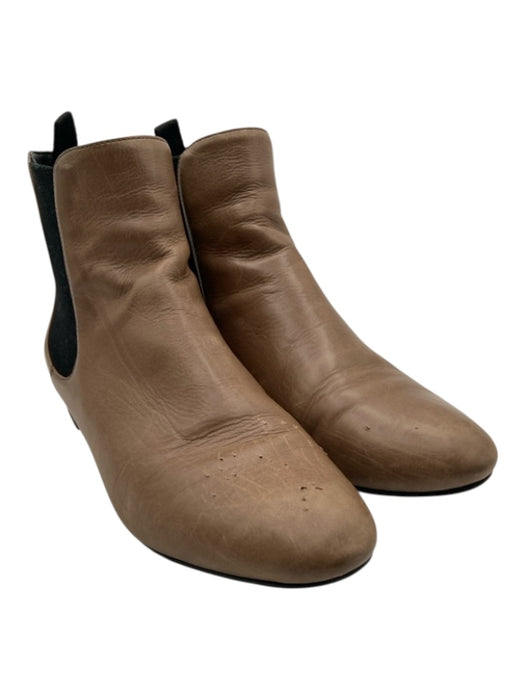 Prada Shoe Size 36 Tan Brown Leather Upper Elastic Almond Toe Chelsea Booties Tan Brown / 36
