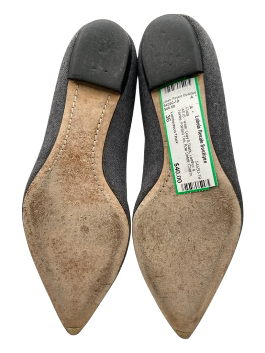 Lambertson Truex Shoe Size 36 Gray & Black Leather & Textile Pointed Toe Flats Gray & Black / 36