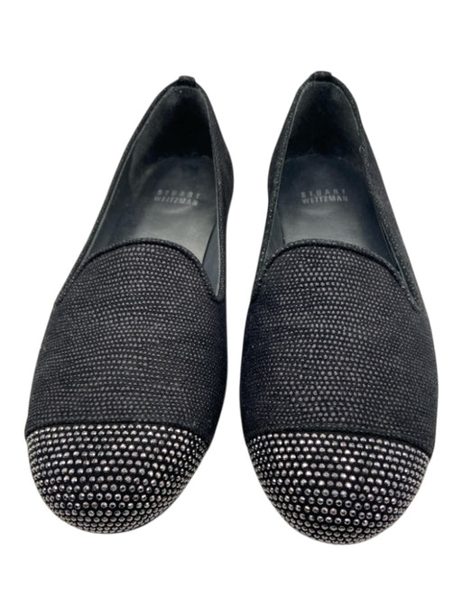 Stuart Weitzman Shoe Size 5.5 Black & Silver Leather & Textile Round Toe Flats Black & Silver / 5.5