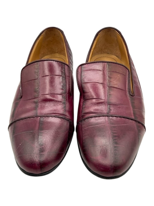 Lanvin Shoe Size 36 Burgundy Red Croc Leather Almond Toe Block Heel Loafers Burgundy Red / 36