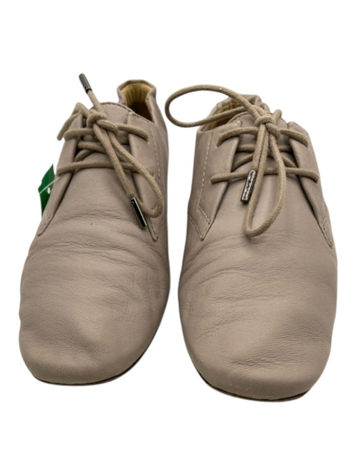 Burberry Shoe Size 36 Taupe Gray Leather Lace Up Almond Toe Scrunched Oxford Taupe Gray / 36