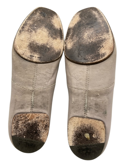 Burberry Shoe Size 36 Taupe Gray Leather Lace Up Almond Toe Scrunched Oxford Taupe Gray / 36