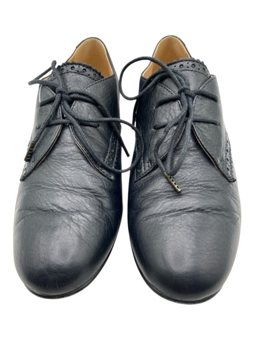 Balenciaga Shoe Size 36.5 Black Leather Almond Toe lace up Scalloped Oxford Black / 36.5