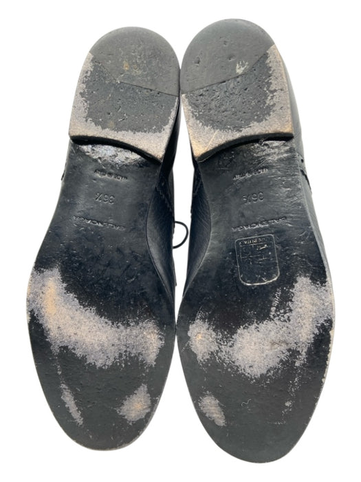 Balenciaga Shoe Size 36.5 Black Leather Almond Toe lace up Scalloped Oxford Black / 36.5