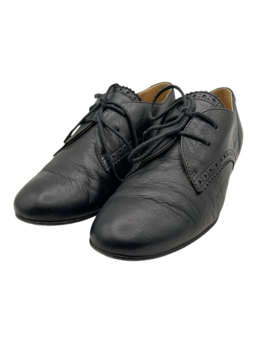 Balenciaga Shoe Size 36.5 Black Leather Almond Toe lace up Scalloped Oxford Black / 36.5