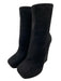 Prada Shoe Size 36 Black Leather Suede Side Zip Square Toe Wedge Boots Black / 36