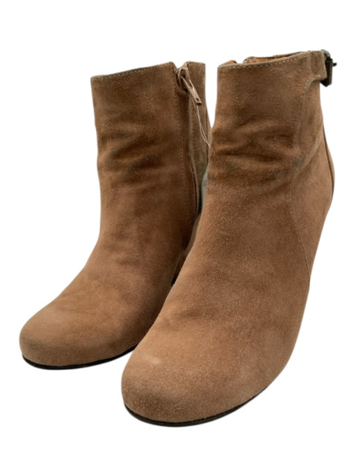 Lanvin Shoe Size 36 Light Tan Leather Suede Round Toe Buckle Detail Booties Light Tan / 36