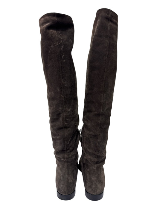 Prada Shoe Size 6 Taupe Brown Leather Suede Pointed Toe Side Zip knee high Boots Taupe Brown / 6