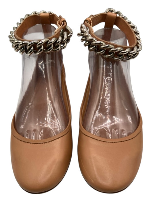 Celine Shoe Size 36 Brown Leather Chain Detail Ankle Strap Round Toe Flats Brown / 36