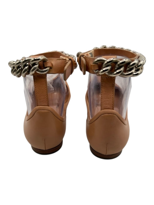 Celine Shoe Size 36 Brown Leather Chain Detail Ankle Strap Round Toe Flats Brown / 36