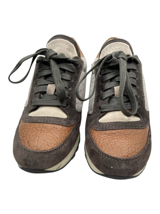 Brunello Cucinelli Shoe Size 36 Gray, Brown, Red Cotton & Leather Sneakers Gray, Brown, Red / 36