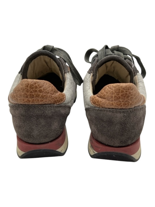 Brunello Cucinelli Shoe Size 36 Gray, Brown, Red Cotton & Leather Sneakers Gray, Brown, Red / 36