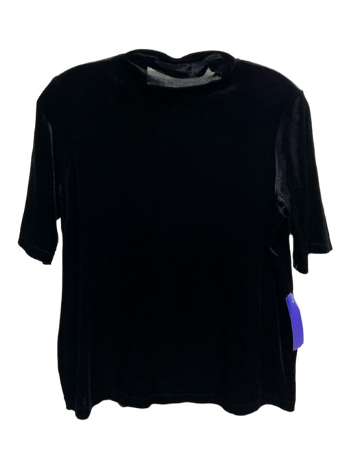 Rag & Bone Size S Black Polyester Blend Mock Neck Short Sleeve Velvet Top Black / S