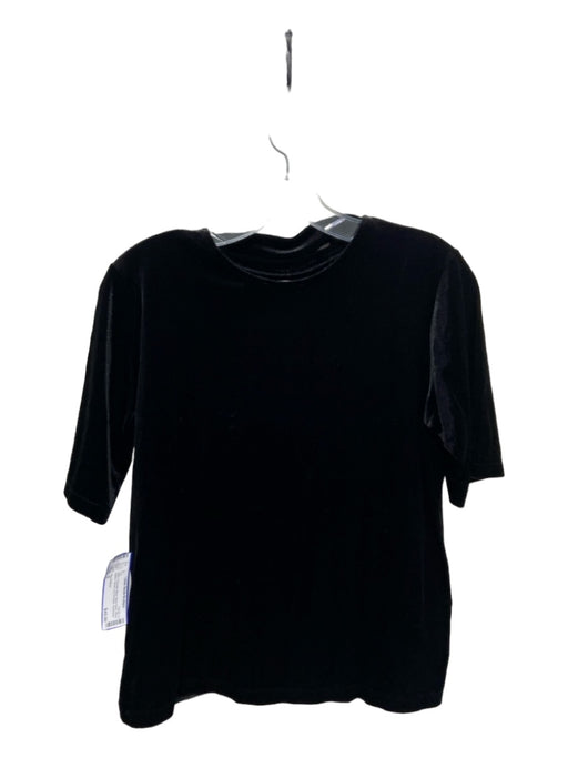 Rag & Bone Size S Black Polyester Blend Mock Neck Short Sleeve Velvet Top Black / S