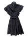 Derek Lam 10 Crosby Size 6 Black Cotton Surplice Button Neck Elastic Waist Dress Black / 6