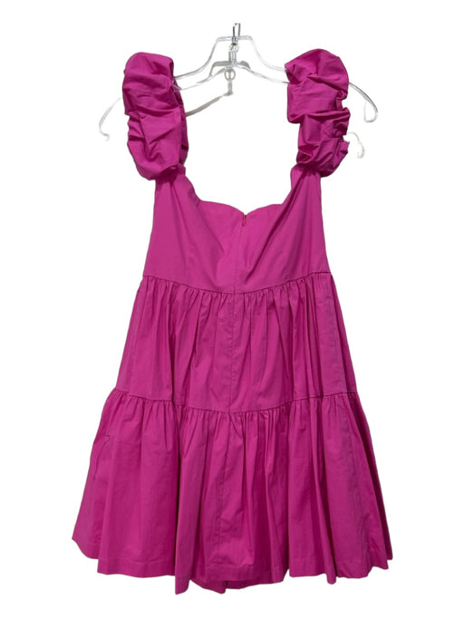 Staud Size 4 Hot pink Cotton Blend Off Shoulder Button Front Back Zip Dress Hot pink / 4