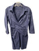 Lafayette 148 Size 8 Navy Blue Cotton Blend Button Down Wrap Detail Dress Navy Blue / 8