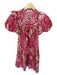 Love The Label Size M Pink & Tan Cotton Short Balloon Sleeve Botanical Dress Pink & Tan / M