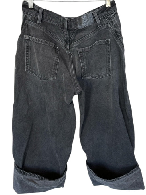 We The Free Size 27 Black Cotton High Waist Barrell Leg Cuffed Jeans Black / 27