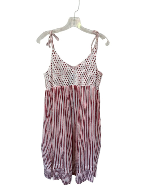 Eka Size M White & Red Cotton Spaghetti Strap Polka Dot Striped Dress White & Red / M