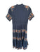Ivy City Co Size XS Navy & Tan Cotton Short Sleeve Embroidered Buttons Dress Navy & Tan / XS