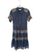 Ivy City Co Size XS Navy & Tan Cotton Short Sleeve Embroidered Buttons Dress Navy & Tan / XS