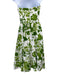 Reformation Size 10 Green & White Cotton Strapless Floral Print A Line Dress Green & White / 10