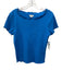 Pilcro Size Medium Blue Cotton Blend Short Sleeve Lettuce edge Boat Neck Top Blue / Medium