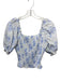 English Factory Size Small Blue & White Long puff sleeve Floral Smocked Top Blue & White / Small