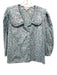 Feather & Bone Size XL Blue, Pink, White Cotton Long puff sleeve Floral Top Blue, Pink, White / XL