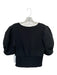 Amanda Uprichard Size Medium Black Short Puff Sleeve smocked Plunge Cropped Top Black / Medium