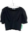 Amanda Uprichard Size Medium Black Short Puff Sleeve smocked Plunge Cropped Top Black / Medium