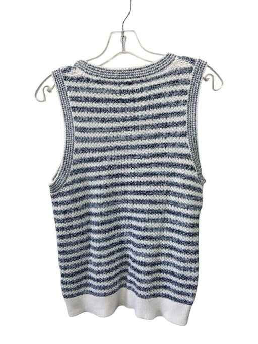 J Crew Size Medium Blue & White Sleeveless Striped Crochet Ribbed Top Blue & White / Medium