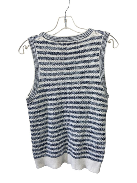 J Crew Size Medium Blue & White Sleeveless Striped Crochet Ribbed Top Blue & White / Medium