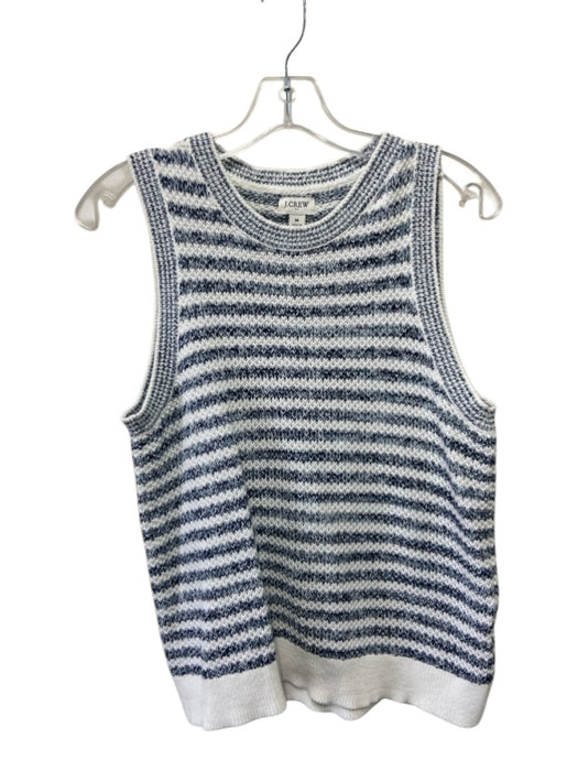 J Crew Size Medium Blue & White Sleeveless Striped Crochet Ribbed Top Blue & White / Medium