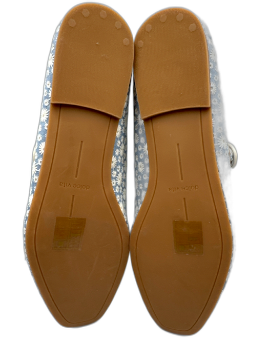 Dolce Vita Shoe Size 10 Blue & White Textile Square Toe Floral Embroidery Flats Blue & White / 10